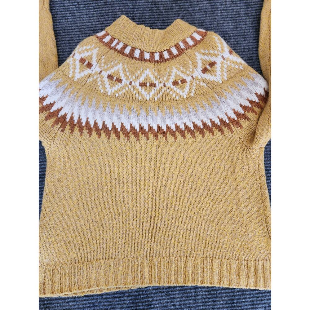 American Eagle Outfitters XS Yellow Nordic Pattern Mock Neck Sweater Fair Isle - Picture 3 of 7